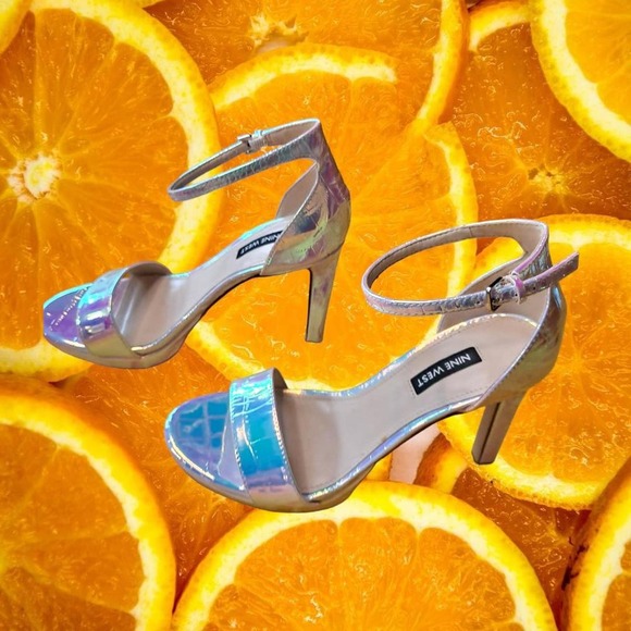 Nine West High‎ Heel Iridescent Open Toe Shoes Size 7M - Picture 1 of 8
